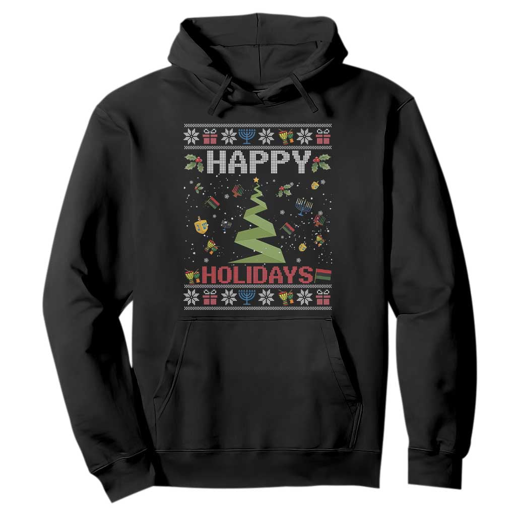 Happy Holidays For All Christmas Hanukkah Kwanzaa Gift Hoodie TS12 Black Print Your Wear