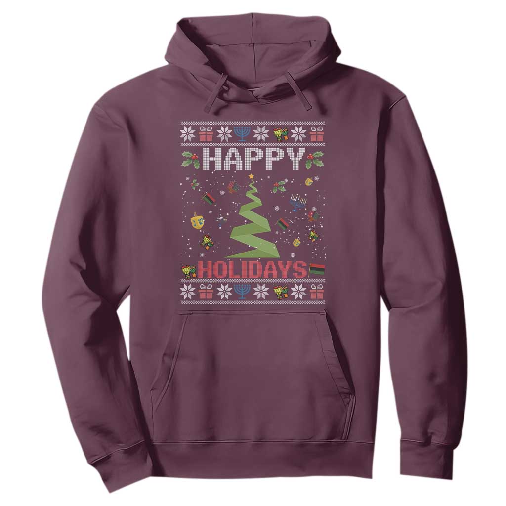 Happy Holidays For All Christmas Hanukkah Kwanzaa Gift Hoodie TS12 Maroon Print Your Wear
