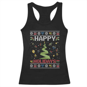 Happy Holidays For All Christmas Hanukkah Kwanzaa Gift Racerback Tank Top TS12 Black Print Your Wear