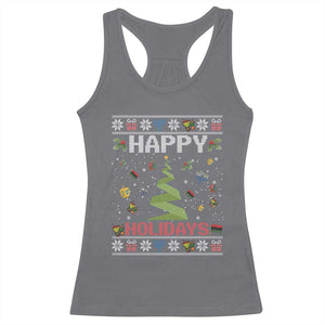 Happy Holidays For All Christmas Hanukkah Kwanzaa Gift Racerback Tank Top TS12 Charcoal Print Your Wear
