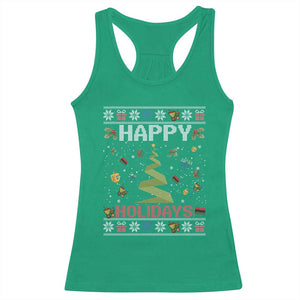 Happy Holidays For All Christmas Hanukkah Kwanzaa Gift Racerback Tank Top TS12 Irish Green Print Your Wear