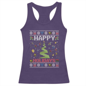 Happy Holidays For All Christmas Hanukkah Kwanzaa Gift Racerback Tank Top TS12 Purple Print Your Wear