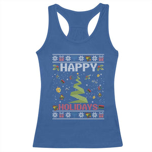 Happy Holidays For All Christmas Hanukkah Kwanzaa Gift Racerback Tank Top TS12 Royal Blue Print Your Wear
