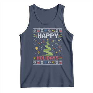 Happy Holidays For All Christmas Hanukkah Kwanzaa Gift Tank Top TS12 Navy Print Your Wear