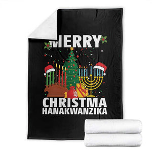 Merry Christmahanakwanzika Throw Blanket Christmas Hanukkah Kwanzaa Celebration Gift TS12 Black Print Your Wear
