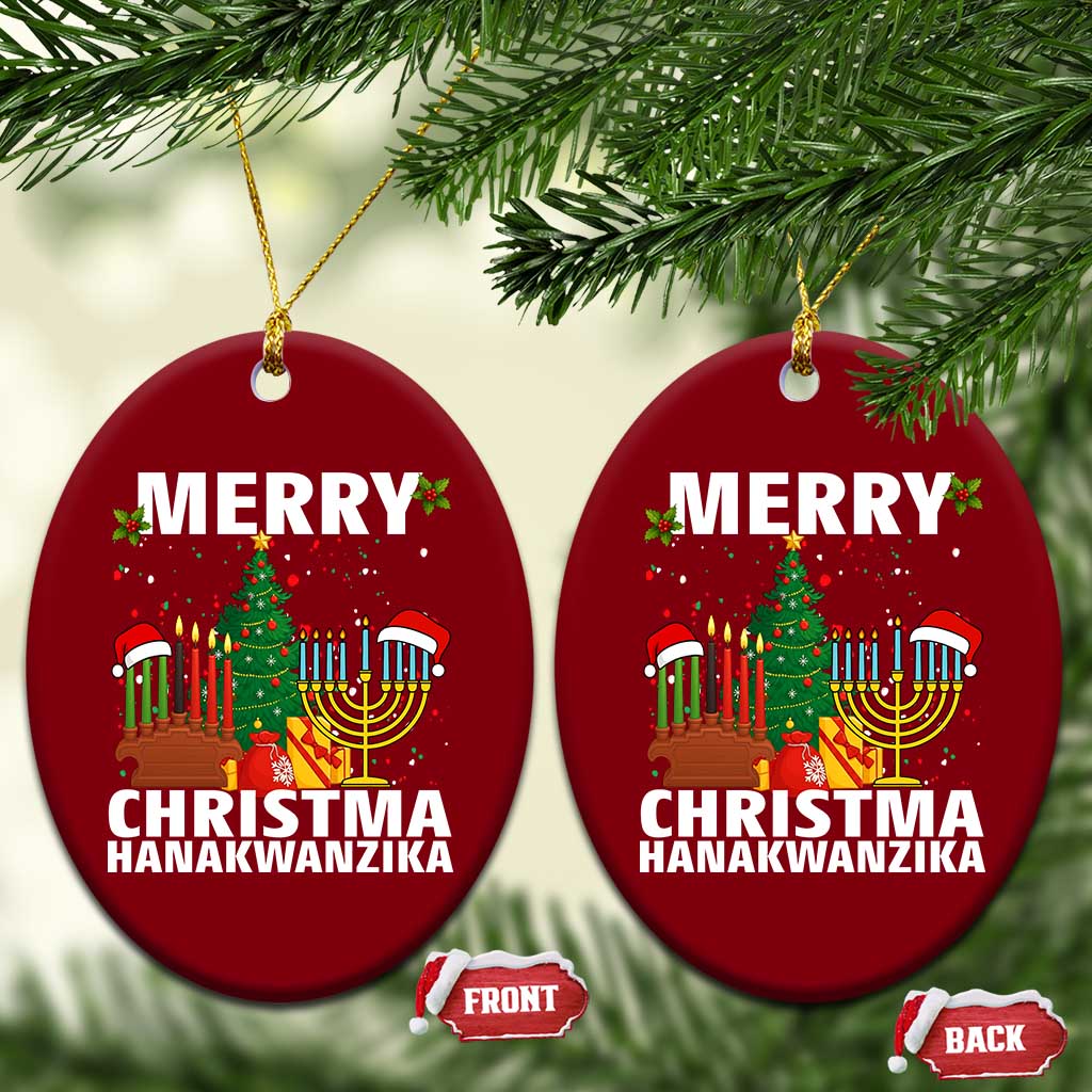 Merry Christmahanakwanzika Ceramic Ornament Christmas Hanukkah Kwanzaa Celebration Gift TS12 Print Your Wear