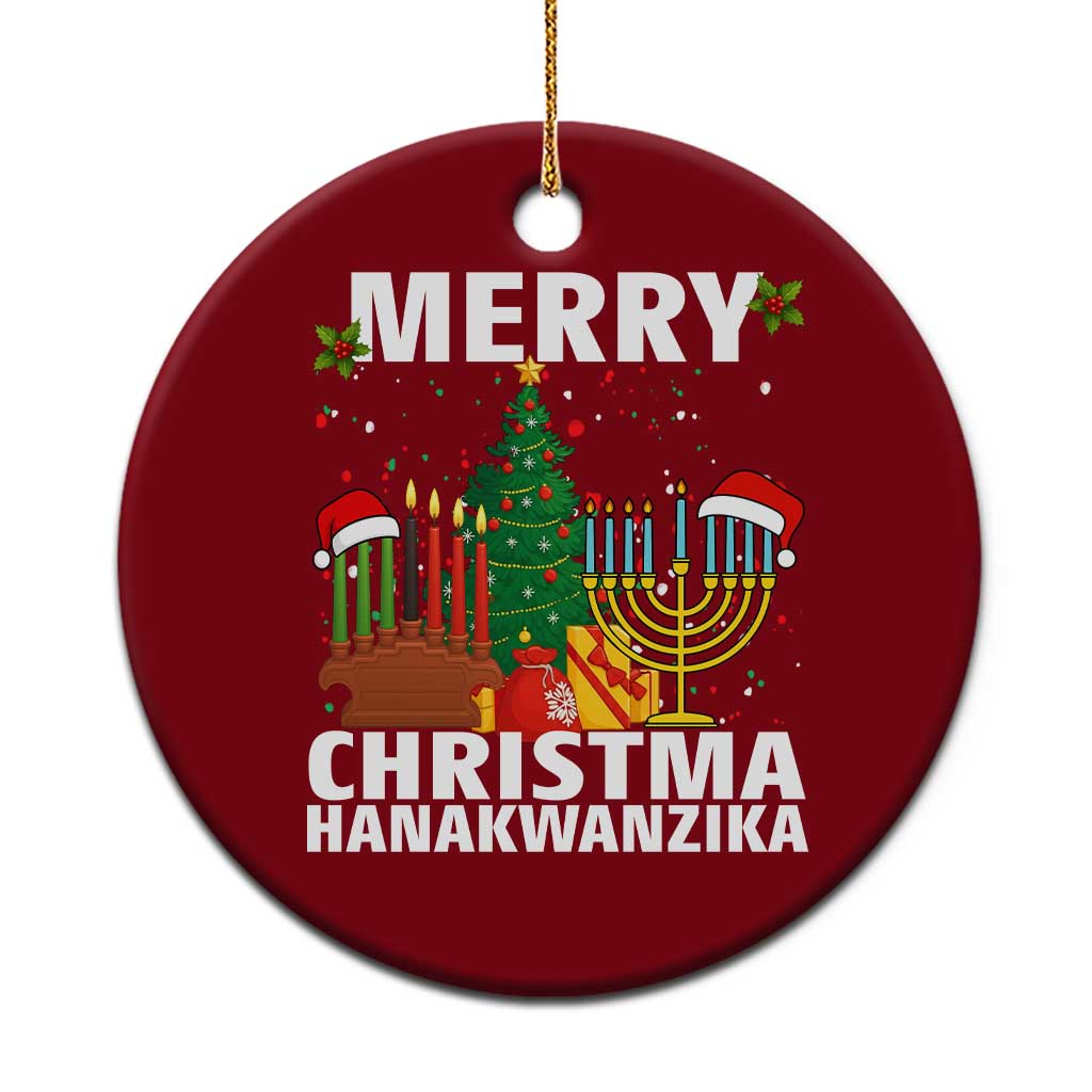 Merry Christmahanakwanzika Ceramic Ornament Christmas Hanukkah Kwanzaa Celebration Gift TS12 1pc Red Print Your Wear