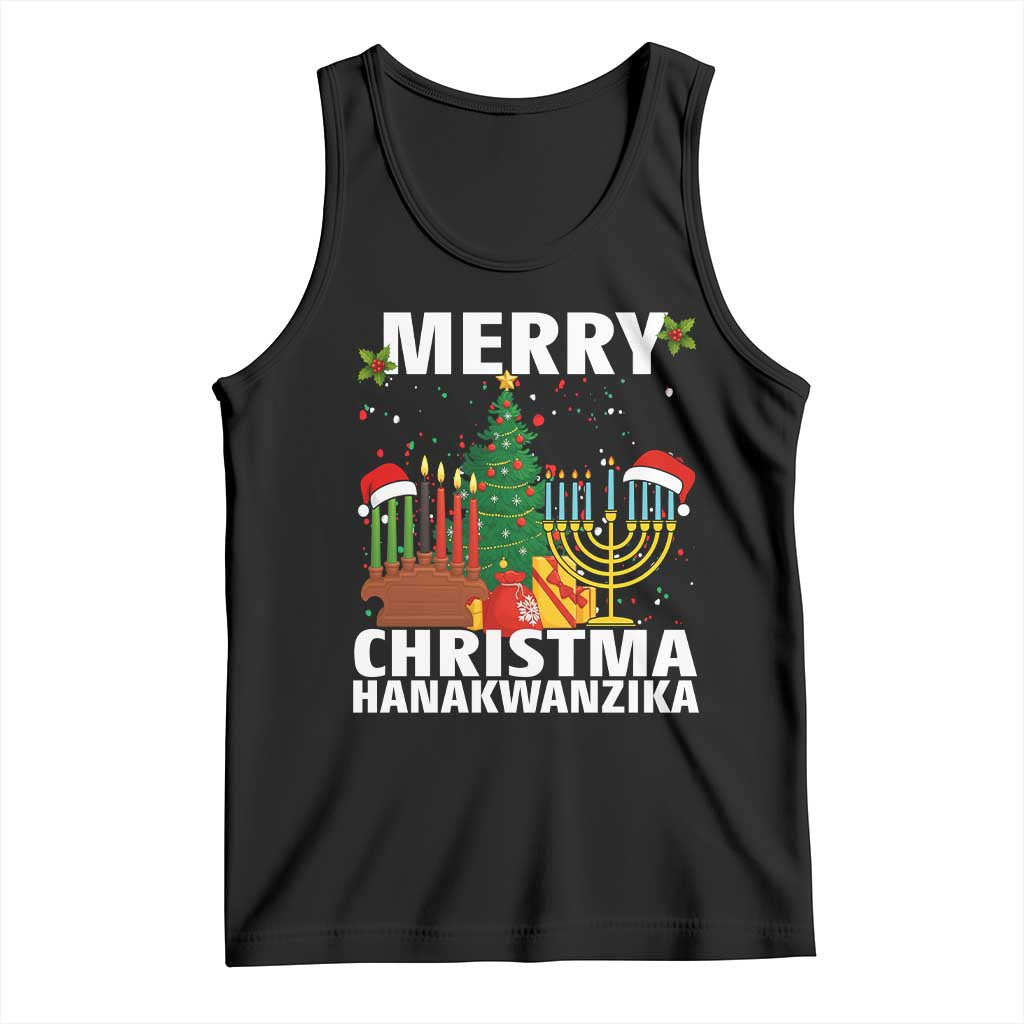 Merry Christmahanakwanzika Tank Top Christmas Hanukkah Kwanzaa Celebration Gift TS12 Black Print Your Wear