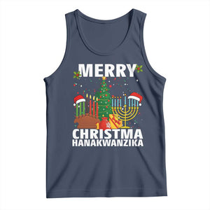 Merry Christmahanakwanzika Tank Top Christmas Hanukkah Kwanzaa Celebration Gift TS12 Navy Print Your Wear