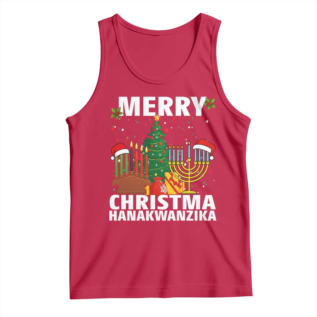 Merry Christmahanakwanzika Tank Top Christmas Hanukkah Kwanzaa Celebration Gift TS12 Red Print Your Wear