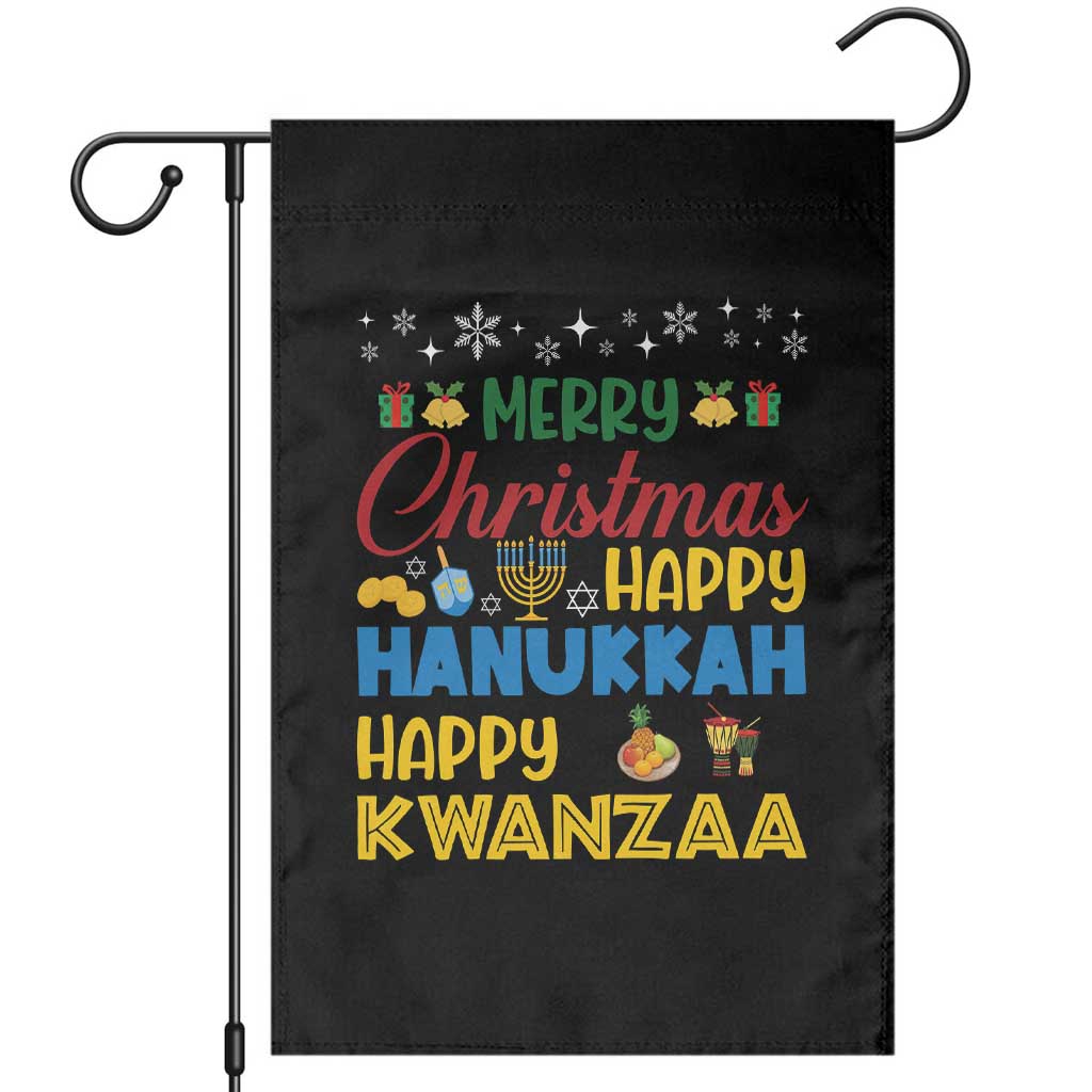 Celebrate All Holidays Merry Christmas Hanukkah Kwanzaa Gift Garden Flag TS12 Black Print Your Wear