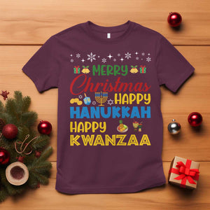 Celebrate All Holidays Merry Christmas Hanukkah Kwanzaa Gift T Shirt TS12 Maroon Print Your Wear