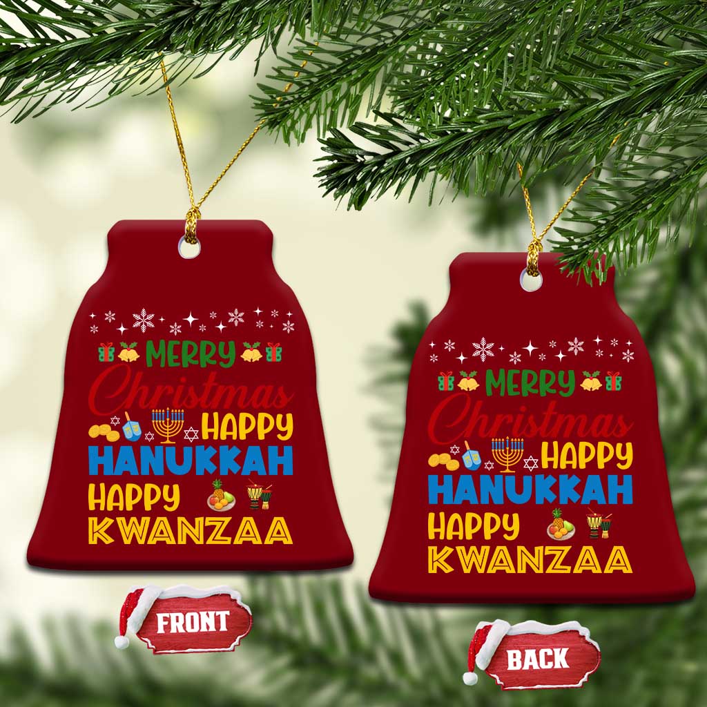 Celebrate All Holidays Merry Christmas Hanukkah Kwanzaa Gift Ceramic Ornament TS12 Print Your Wear