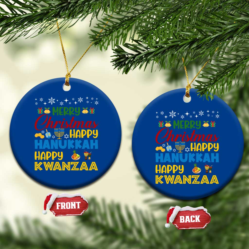 Celebrate All Holidays Merry Christmas Hanukkah Kwanzaa Gift Ceramic Ornament TS12 1pc Blue Print Your Wear