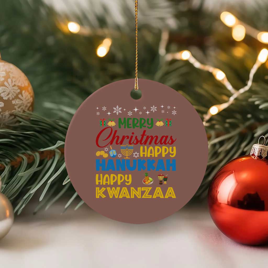 Celebrate All Holidays Merry Christmas Hanukkah Kwanzaa Gift Ceramic Ornament TS12 1pc Mocha Print Your Wear