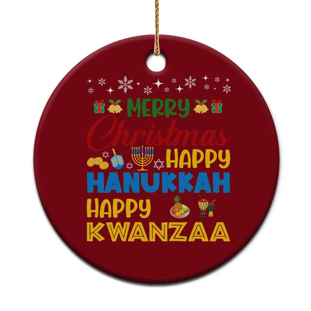 Celebrate All Holidays Merry Christmas Hanukkah Kwanzaa Gift Ceramic Ornament TS12 1pc Red Print Your Wear