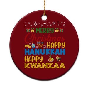 Celebrate All Holidays Merry Christmas Hanukkah Kwanzaa Gift Ceramic Ornament TS12 1pc Red Print Your Wear