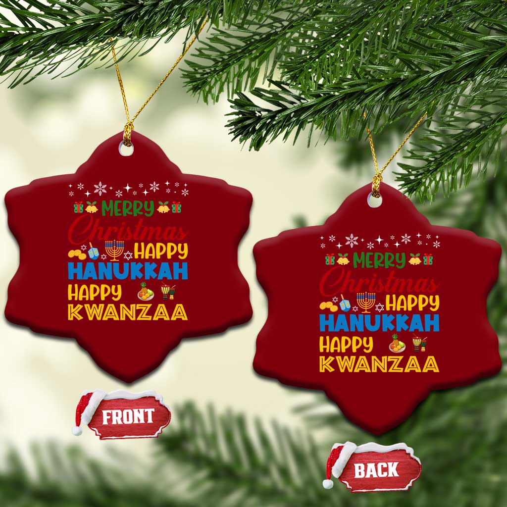Celebrate All Holidays Merry Christmas Hanukkah Kwanzaa Gift Ceramic Ornament TS12 Print Your Wear