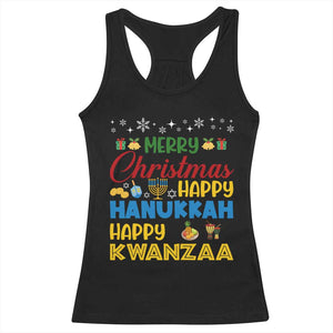 Celebrate All Holidays Merry Christmas Hanukkah Kwanzaa Gift Racerback Tank Top TS12 Black Print Your Wear