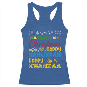 Celebrate All Holidays Merry Christmas Hanukkah Kwanzaa Gift Racerback Tank Top TS12 Royal Blue Print Your Wear