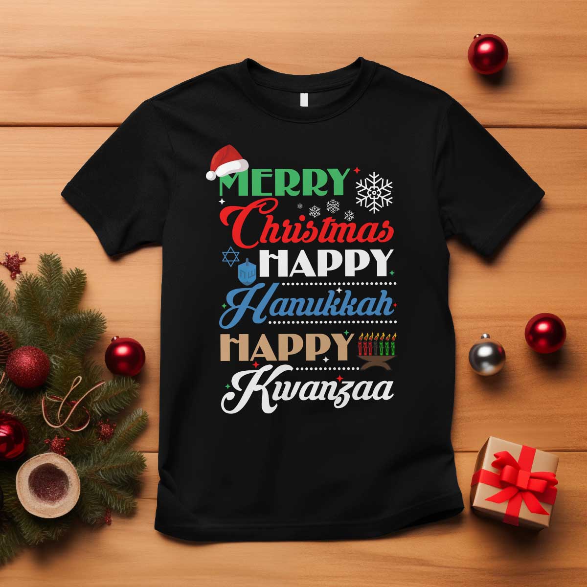 Funny Christmas Hanukkah Kwanzaa T Shirt December Holiday Gift TS12 Black Print Your Wear