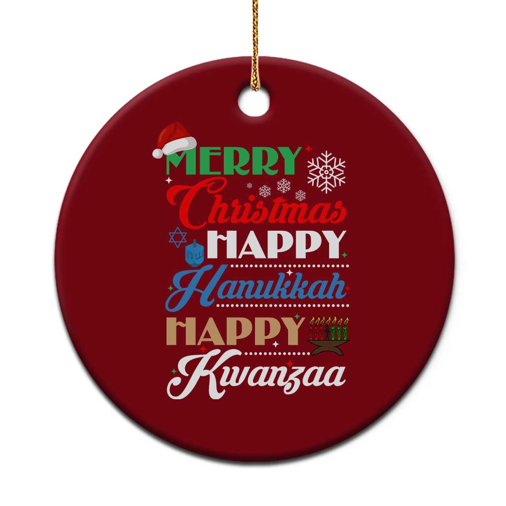 Funny Christmas Hanukkah Kwanzaa Ceramic Ornament December Holiday Gift TS12 1pc Red Print Your Wear