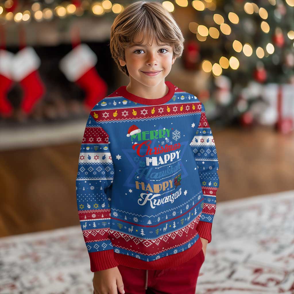 Funny Christmahanakwanzika Hanukkah Ugly Sweater December Holiday Gift TS12 Blue Red Print Your Wear