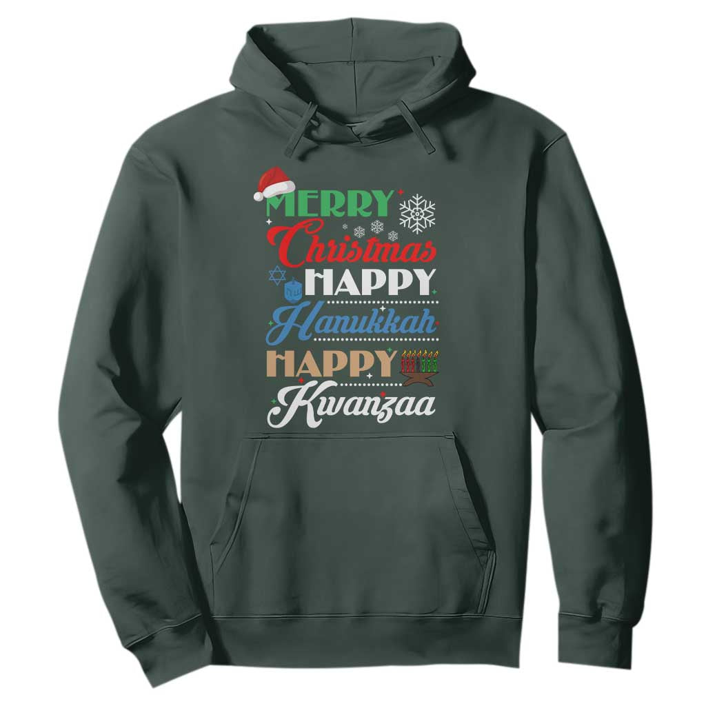 Funny Christmas Hanukkah Kwanzaa Hoodie December Holiday Gift TS12 Dark Forest Green Print Your Wear
