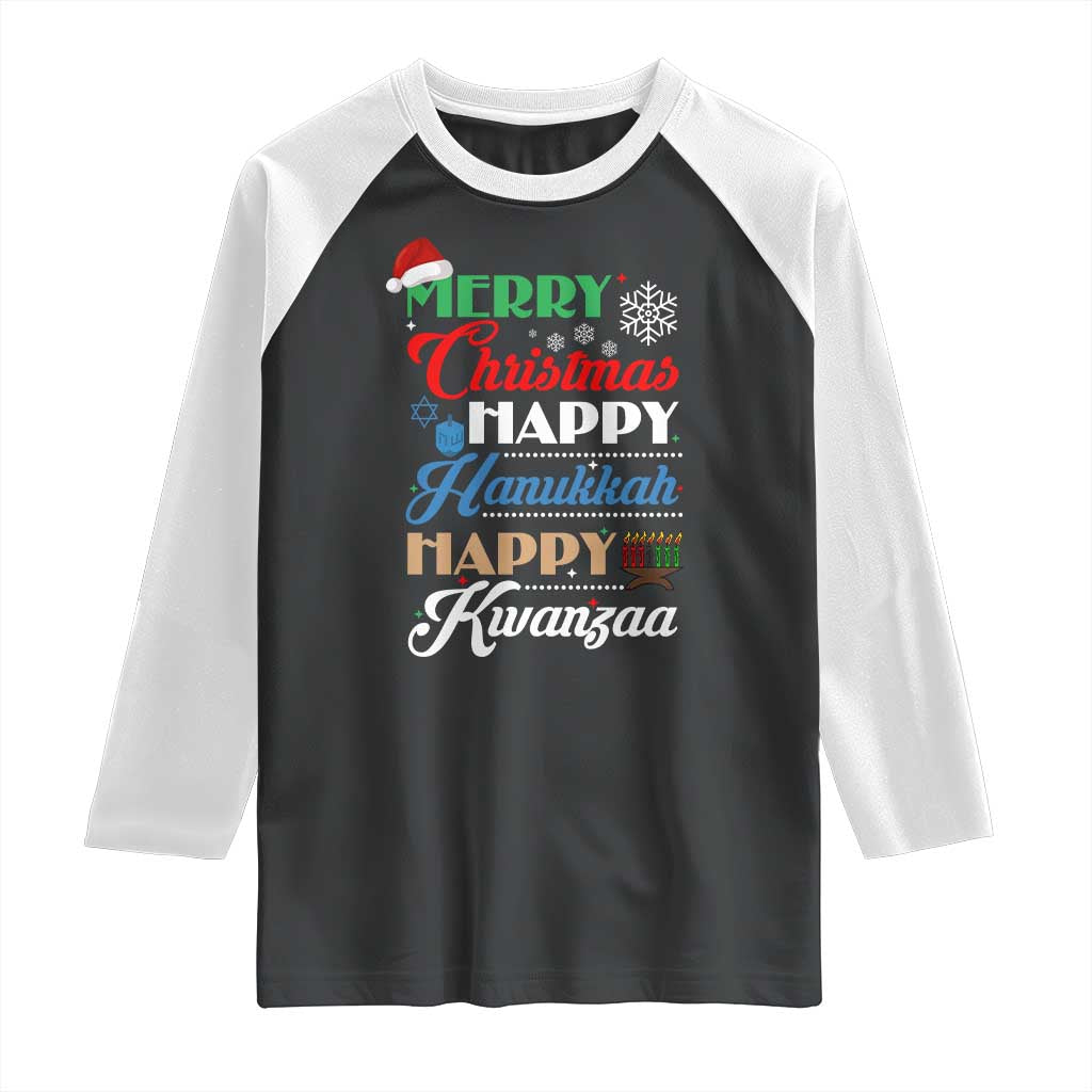Funny Christmas Hanukkah Kwanzaa Raglan Shirt December Holiday Gift TS12 Black White Print Your Wear