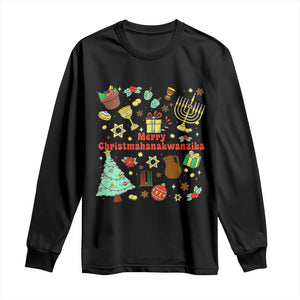 Merry Christmahanakwanzika Long Sleeve Shirt Funny Winter Holiday Gift TS12 Black Print Your Wear