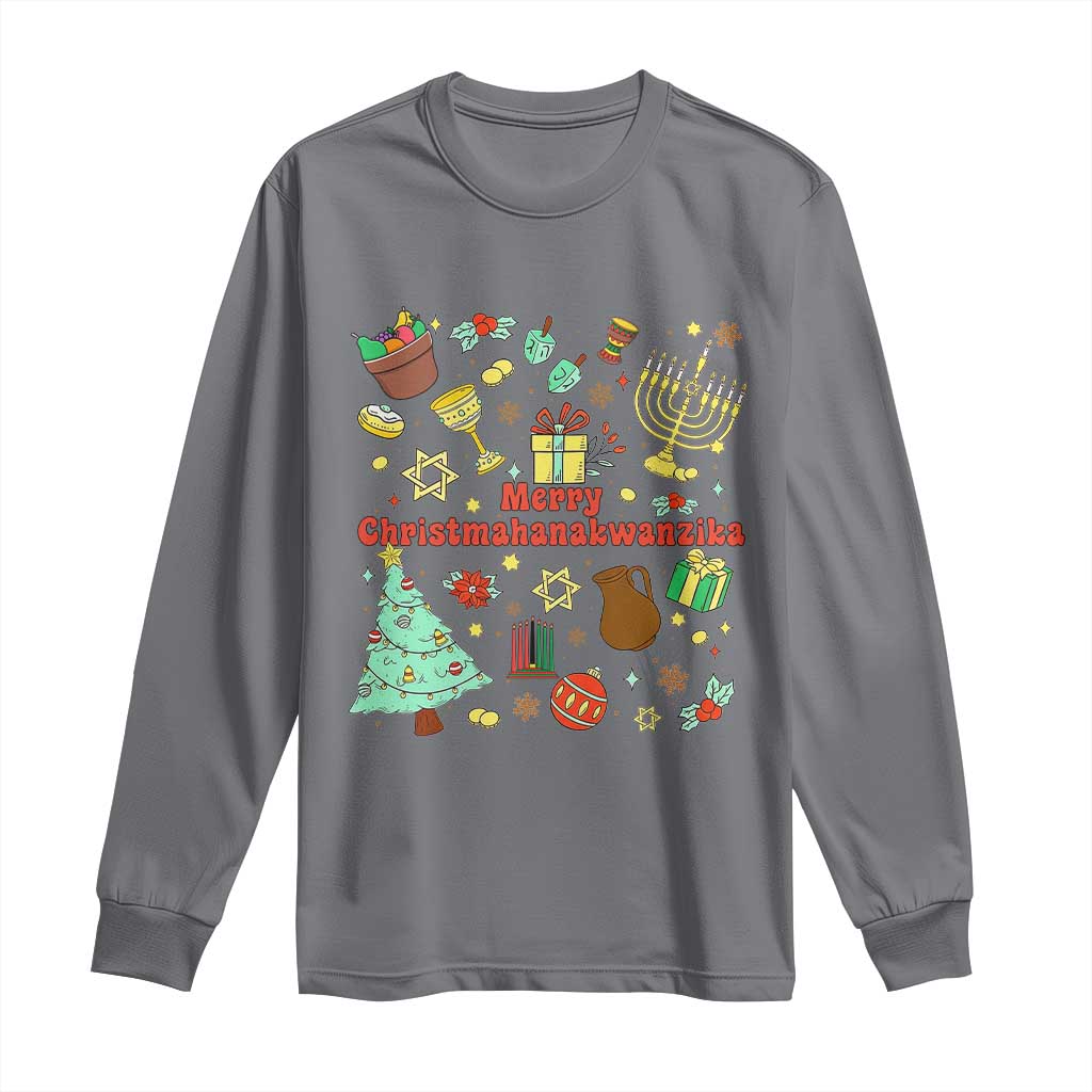 Merry Christmahanakwanzika Long Sleeve Shirt Funny Winter Holiday Gift TS12 Charcoal Print Your Wear