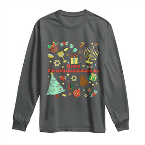 Merry Christmahanakwanzika Long Sleeve Shirt Funny Winter Holiday Gift TS12 Dark Heather Print Your Wear