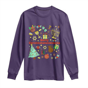 Merry Christmahanakwanzika Long Sleeve Shirt Funny Winter Holiday Gift TS12 Purple Print Your Wear
