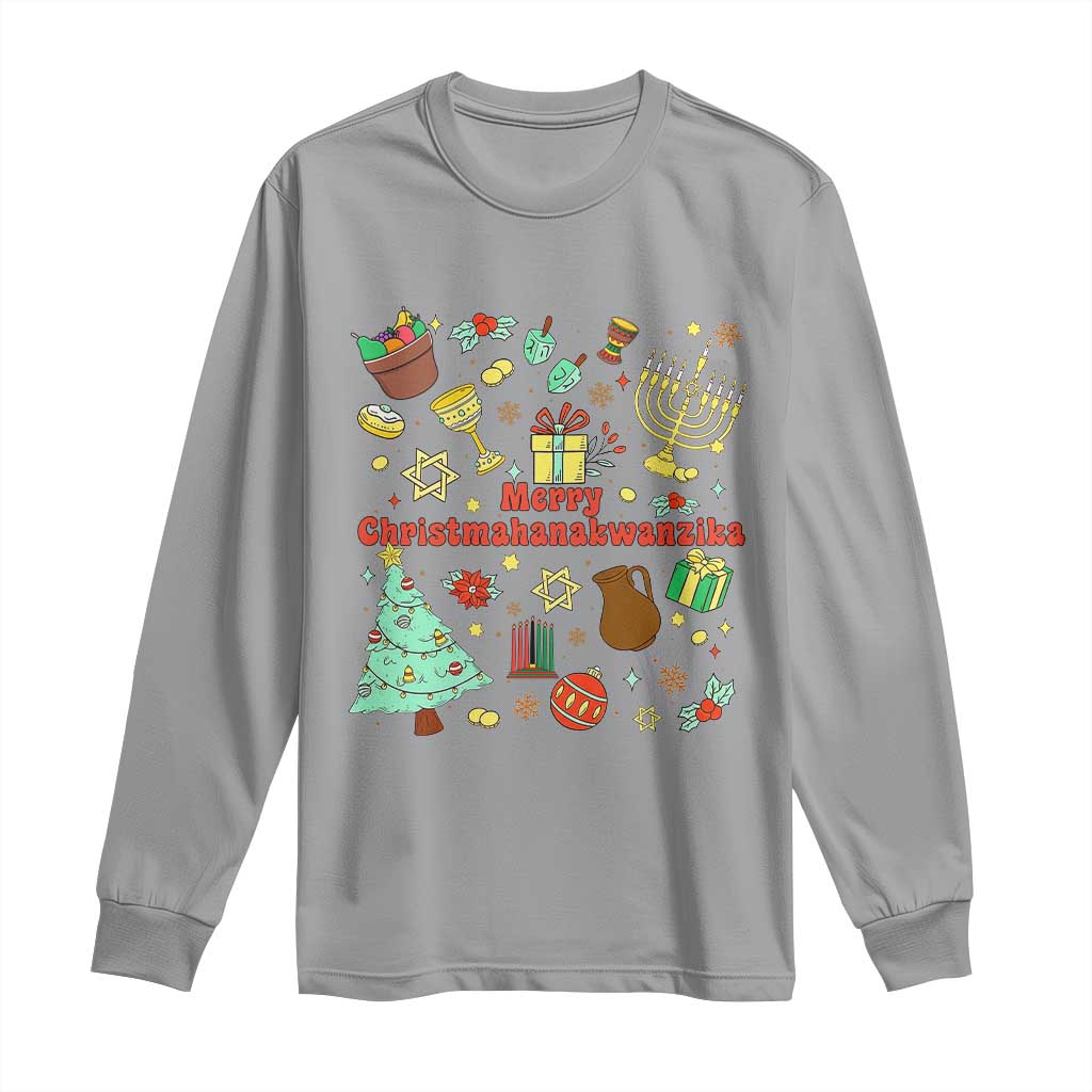 Merry Christmahanakwanzika Long Sleeve Shirt Funny Winter Holiday Gift TS12 Sport Gray Print Your Wear