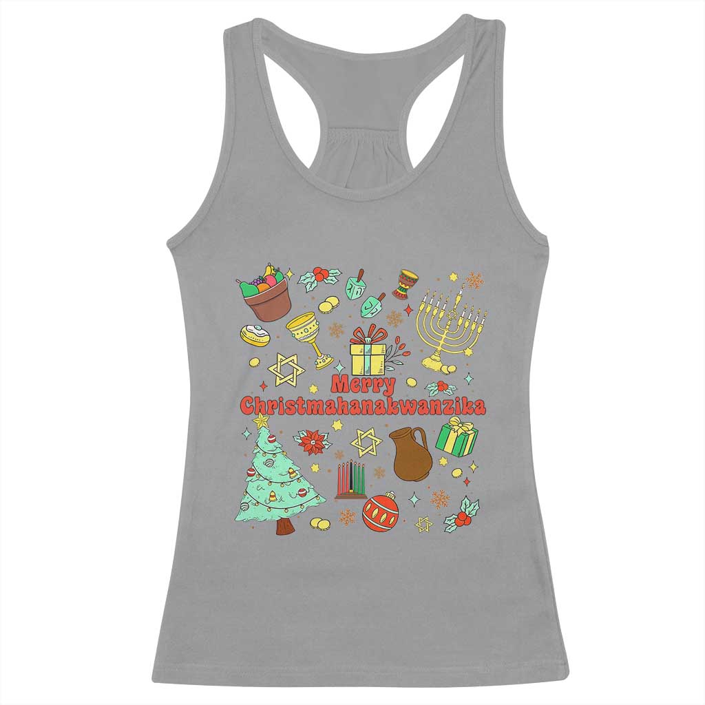 Merry Christmahanakwanzika Racerback Tank Top Funny Winter Holiday Gift TS12 Sport Gray Print Your Wear