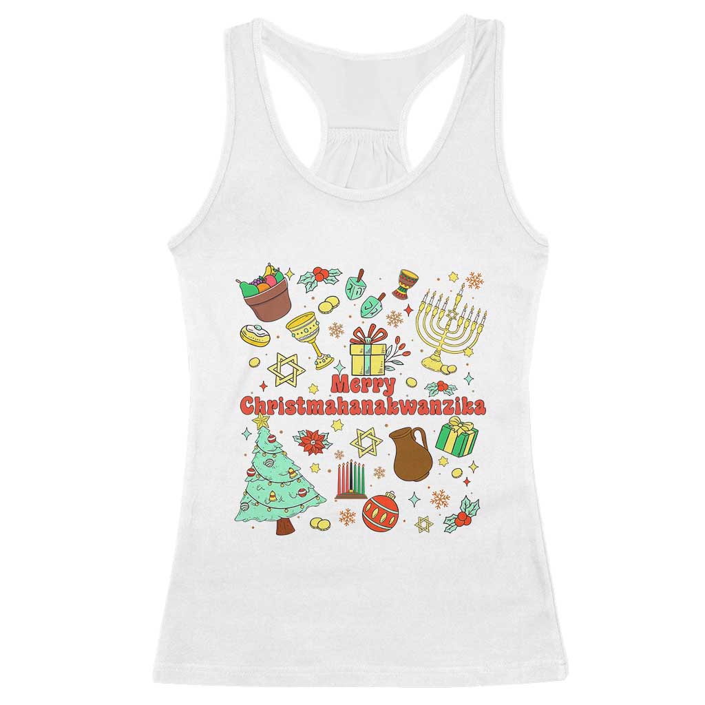 Merry Christmahanakwanzika Racerback Tank Top Funny Winter Holiday Gift TS12 White Print Your Wear