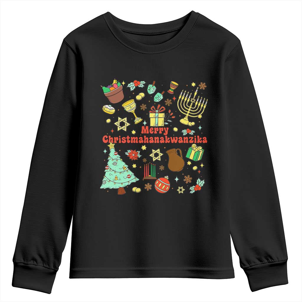 Merry Christmahanakwanzika Youth Sweatshirt Funny Winter Holiday Gift TS12 Black Print Your Wear