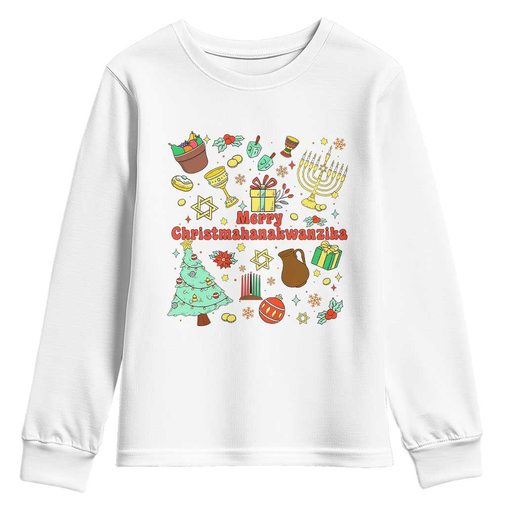 Merry Christmahanakwanzika Youth Sweatshirt Funny Winter Holiday Gift TS12 White Print Your Wear