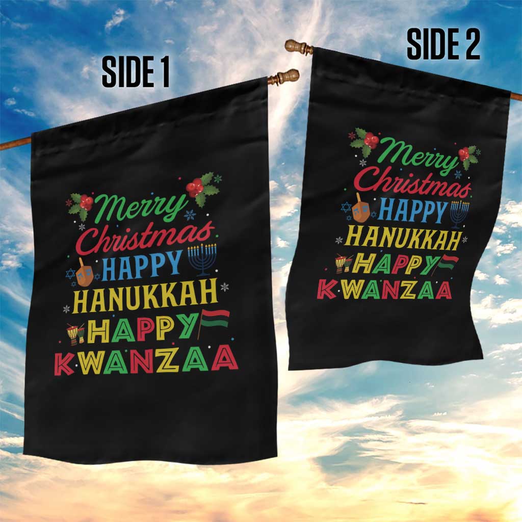 Merry Christmas Hanukkah Kwanzaa Garden Flag Funny Holiday Gift TS12 Print Your Wear