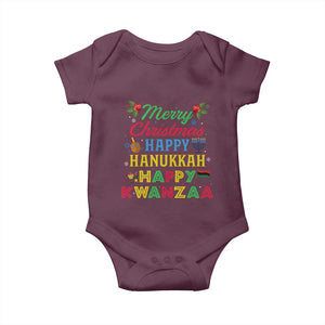 Merry Christmas Hanukkah Kwanzaa Baby Onesie Funny Holiday Gift TS12 Maroon Print Your Wear