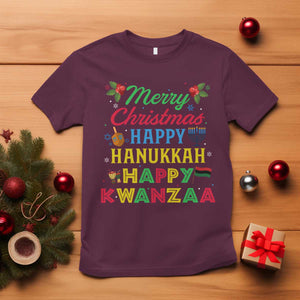 Merry Christmas Hanukkah Kwanzaa T Shirt Funny Holiday Gift TS12 Maroon Print Your Wear