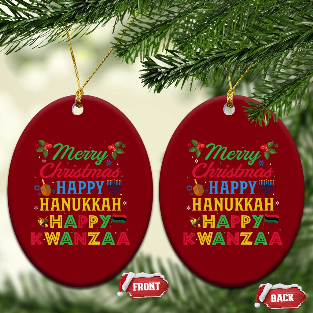 Merry Christmas Hanukkah Kwanzaa Ceramic Ornament Funny Holiday Gift TS12 Print Your Wear