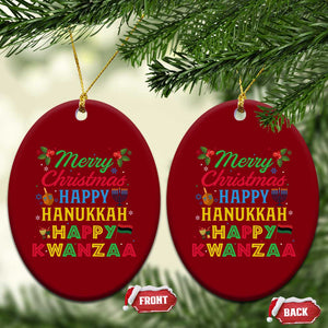 Merry Christmas Hanukkah Kwanzaa Ceramic Ornament Funny Holiday Gift TS12 Print Your Wear