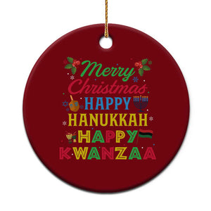 Merry Christmas Hanukkah Kwanzaa Ceramic Ornament Funny Holiday Gift TS12 1pc Red Print Your Wear
