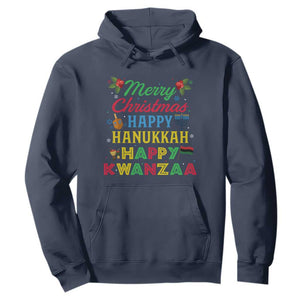 Merry Christmas Hanukkah Kwanzaa Hoodie Funny Holiday Gift TS12 Navy Print Your Wear