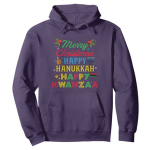 Merry Christmas Hanukkah Kwanzaa Hoodie Funny Holiday Gift TS12 Purple Print Your Wear