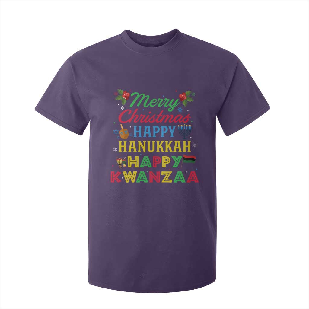 Merry Christmas Hanukkah Kwanzaa T Shirt For Kid Funny Holiday Gift TS12 Purple Print Your Wear