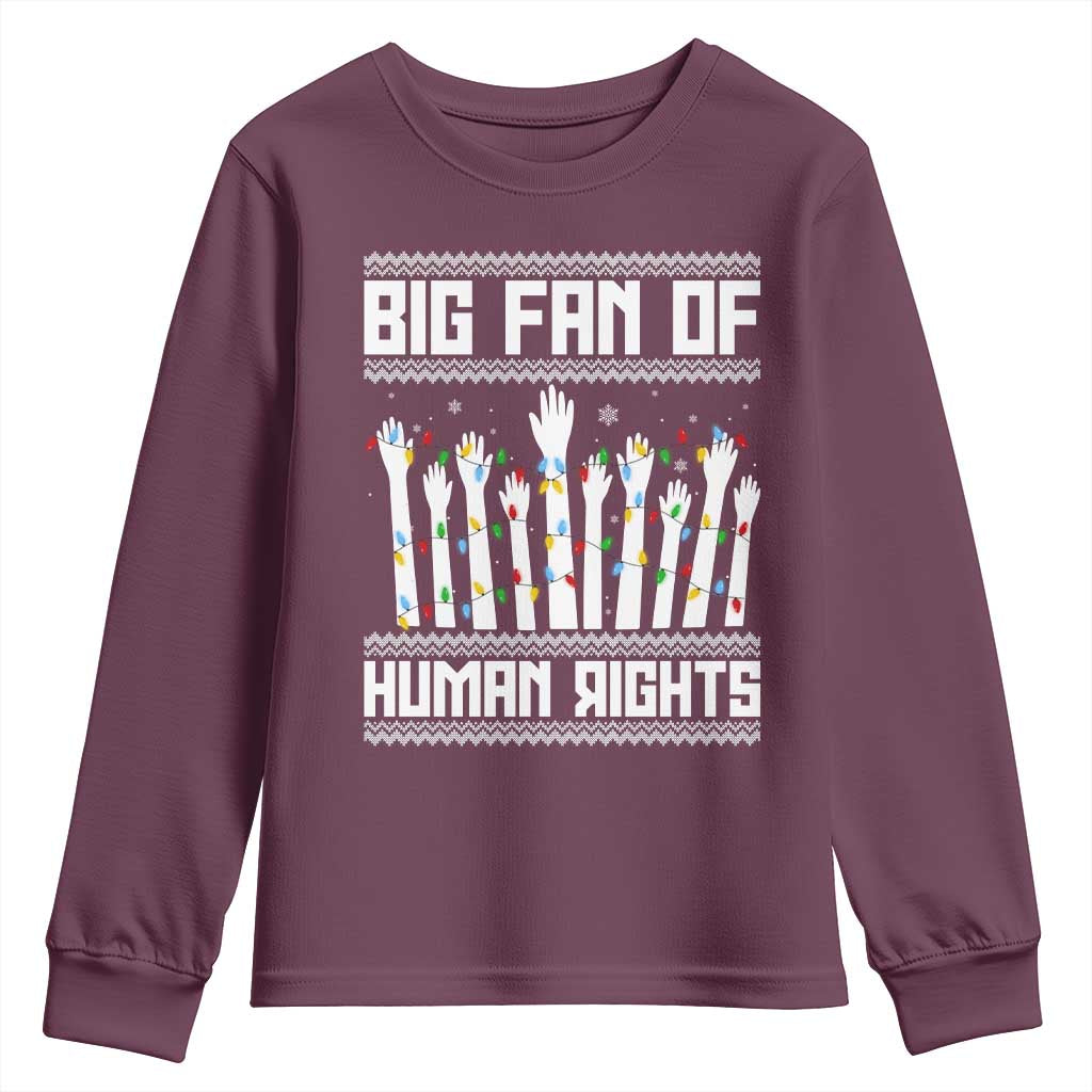 Big Fan Of Human Rights Equality Supporters Youth Sweatshirt Christmas Gift TS12 Maroon Print Your Wear