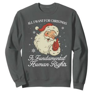 All I Want For Christmas Is Fundamental Human Rights Sweatshirt Xmas Supporters Gift TS12 Dark Heather Print Your Wear