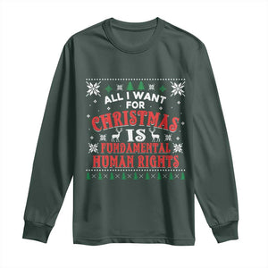 Christmas Gift For Fundamental Human Rights Supporters Long Sleeve Shirt TS12 Dark Forest Green Print Your Wear